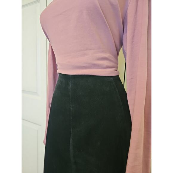 Overland Suede Leather A-Line Maxi Skirt Womens 10 Black - Picture 12 of 12